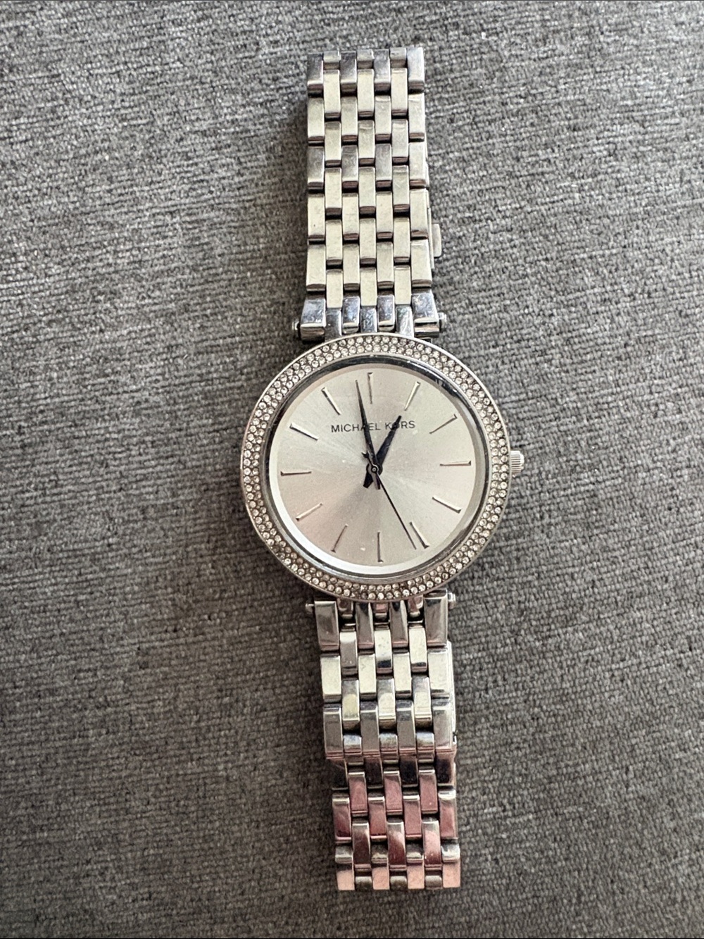 Michael Kors Silver Crystal-Trim Women's Bracelet Watch